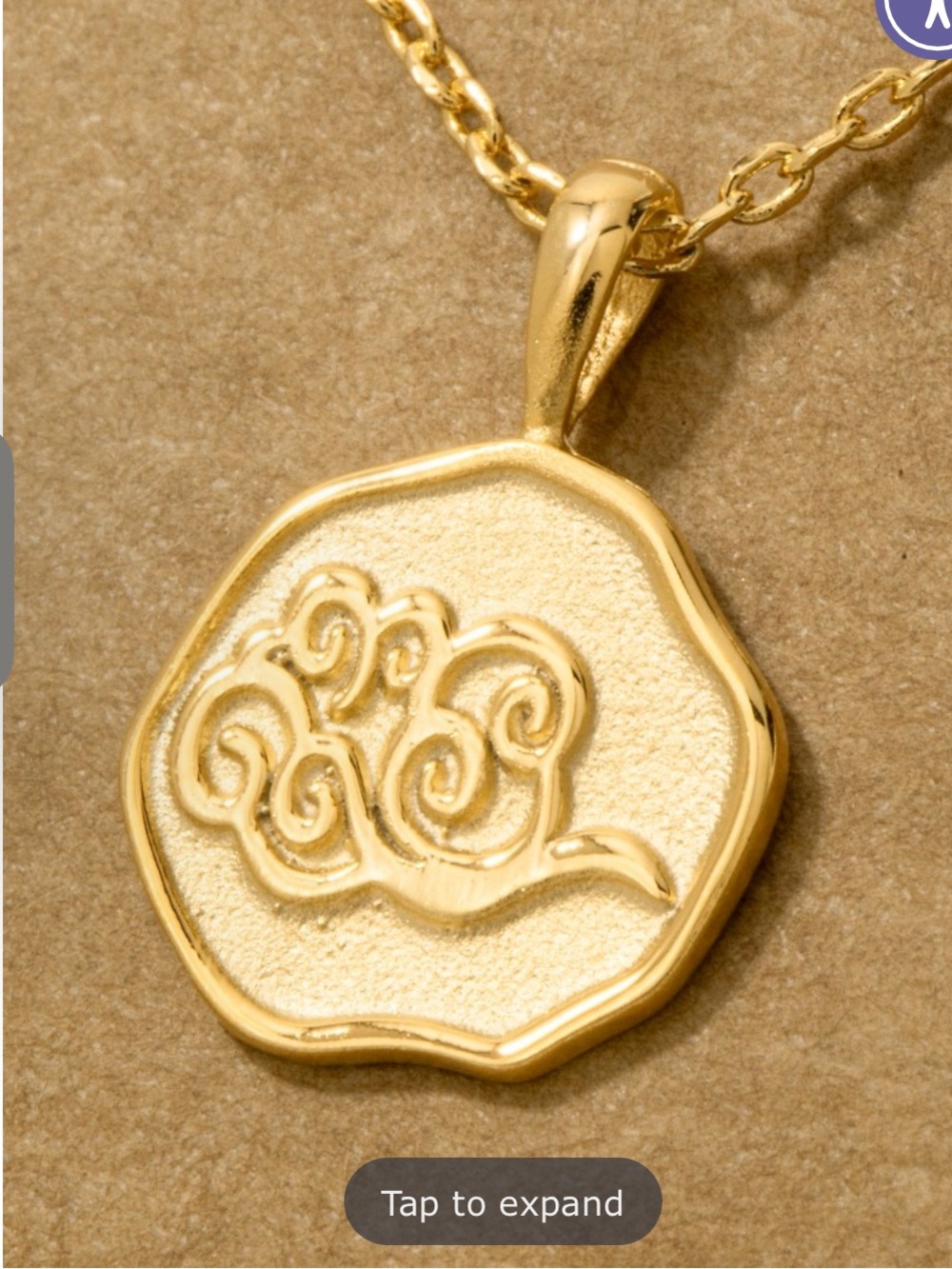 Mini Air Element Gold Pendant Chain Necklace 16” NWT